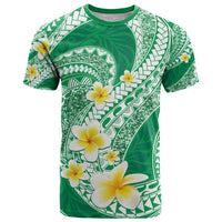 Plumeria Polynesian Green Glitter Pattern T Shirt LT01 Green - Polynesian Pride