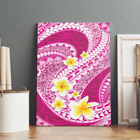 Plumeria Polynesian Pink Glitter Pattern Canvas Wall Art