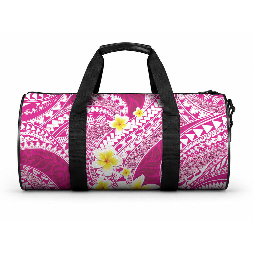 Plumeria Polynesian Pink Glitter Pattern Duffle Bag LT01 One size Pink - Polynesian Pride