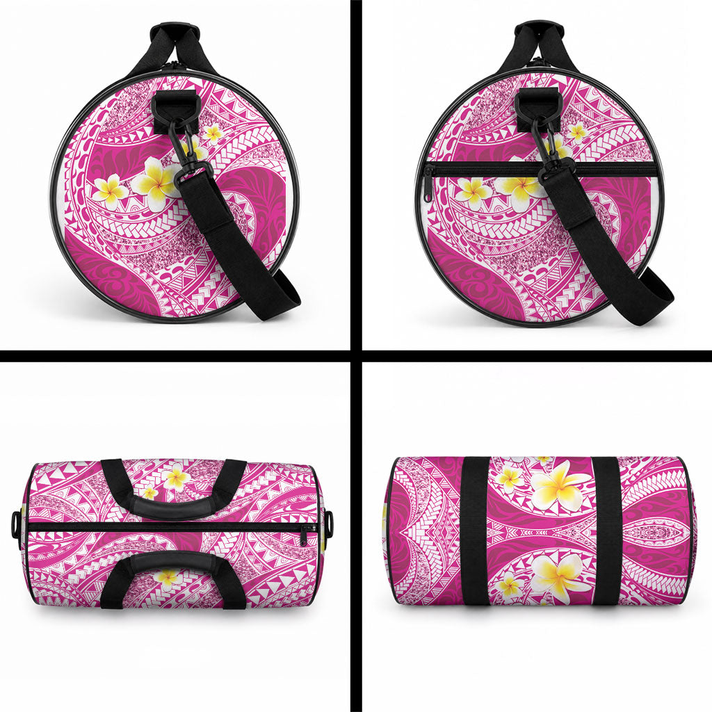 Plumeria Polynesian Pink Glitter Pattern Duffle Bag LT01 - Polynesian Pride