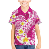 Plumeria Polynesian Pink Glitter Pattern Family Matching Mermaid Dress and Hawaiian Shirt LT01 Son's Shirt Pink - Polynesian Pride