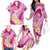 Plumeria Polynesian Pink Glitter Pattern Family Matching Off The Shoulder Long Sleeve Dress and Hawaiian Shirt