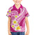Plumeria Polynesian Pink Glitter Pattern Family Matching Off The Shoulder Long Sleeve Dress and Hawaiian Shirt
