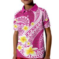 Plumeria Polynesian Pink Glitter Pattern Kid Polo Shirt LT01 Kid Pink - Polynesian Pride