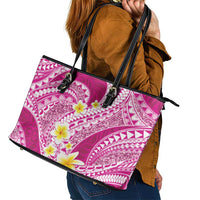 Plumeria Polynesian Pink Glitter Pattern Leather Tote Bag LT01 - Polynesian Pride