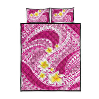 Plumeria Polynesian Pink Glitter Pattern Quilt Bed Set