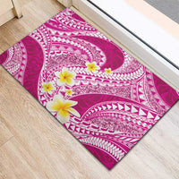 Plumeria Polynesian Pink Glitter Pattern Rubber Doormat