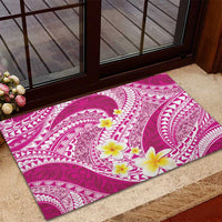 Plumeria Polynesian Pink Glitter Pattern Rubber Doormat