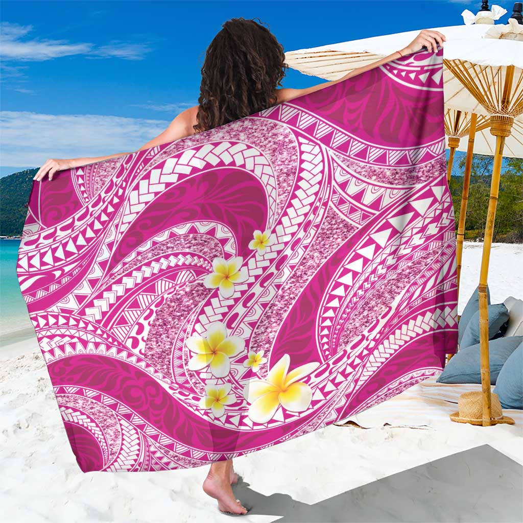 Plumeria Polynesian Pink Glitter Pattern Sarong