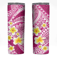 Plumeria Polynesian Pink Glitter Pattern Skinny Tumbler LT01 Pink - Polynesian Pride