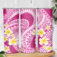 Plumeria Polynesian Pink Glitter Pattern Skinny Tumbler LT01 - Polynesian Pride