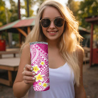 Plumeria Polynesian Pink Glitter Pattern Skinny Tumbler LT01 - Polynesian Pride