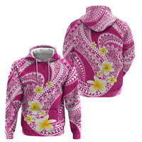 Plumeria Polynesian Pink Glitter Pattern Zip Hoodie