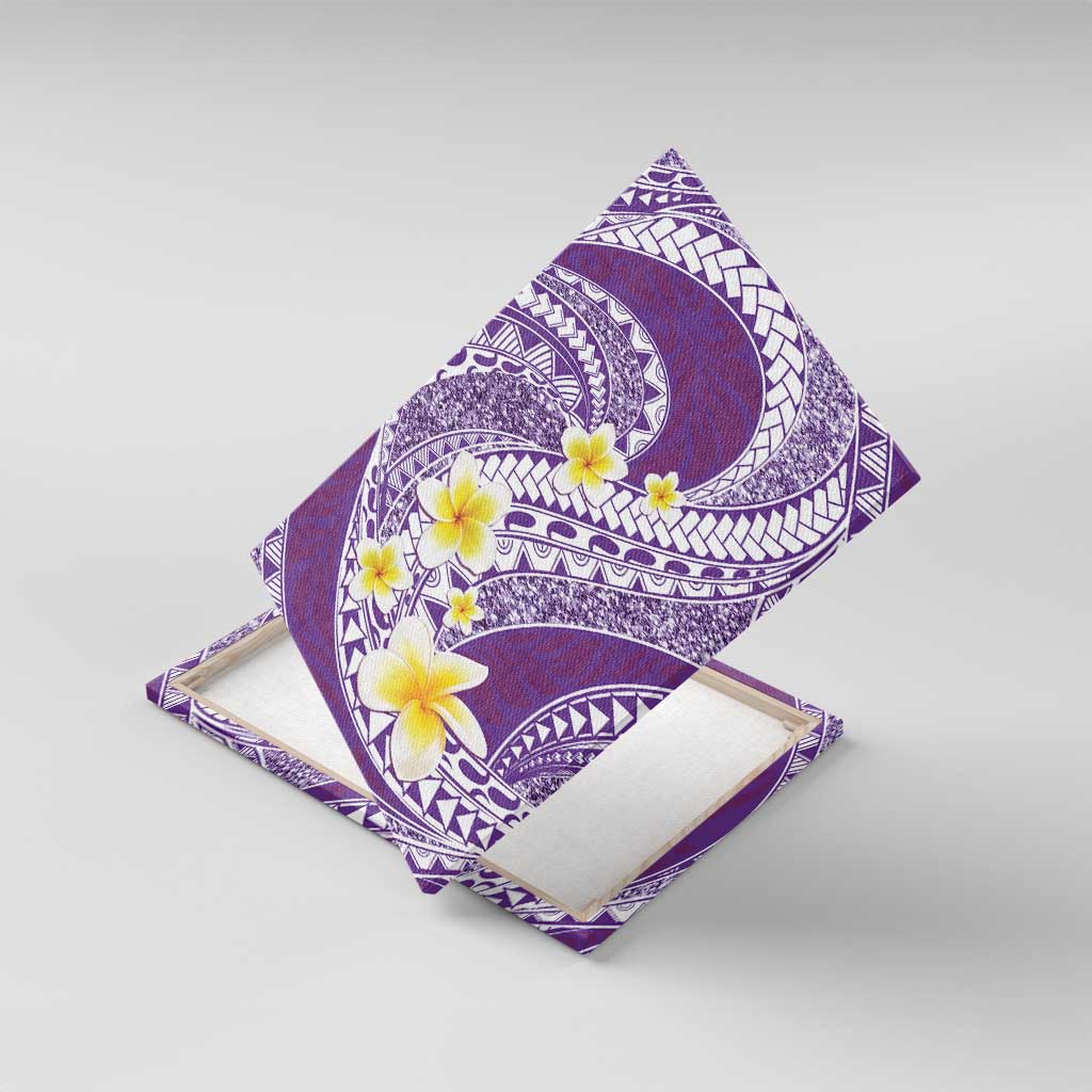 Plumeria Polynesian Purple Glitter Pattern Canvas Wall Art