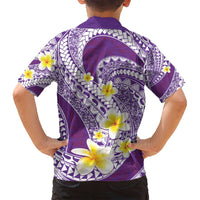 Plumeria Polynesian Purple Glitter Pattern Family Matching Long Sleeve Bodycon Dress and Hawaiian Shirt LT01 - Polynesian Pride