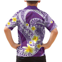 Plumeria Polynesian Purple Glitter Pattern Family Matching Mermaid Dress and Hawaiian Shirt LT01 - Polynesian Pride