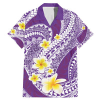 Plumeria Polynesian Purple Glitter Pattern Family Matching Mermaid Dress and Hawaiian Shirt LT01 Dad's Shirt - Short Sleeve Purple - Polynesian Pride