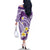 Plumeria Polynesian Purple Glitter Pattern Family Matching Off The Shoulder Long Sleeve Dress and Hawaiian Shirt