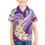 Plumeria Polynesian Purple Glitter Pattern Family Matching Off The Shoulder Long Sleeve Dress and Hawaiian Shirt