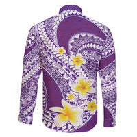 Plumeria Polynesian Purple Glitter Pattern Family Matching Off Shoulder Short Dress and Hawaiian Shirt LT01 - Polynesian Pride