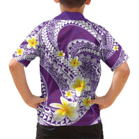 Plumeria Polynesian Purple Glitter Pattern Family Matching Short Sleeve Bodycon Dress and Hawaiian Shirt LT01 - Polynesian Pride