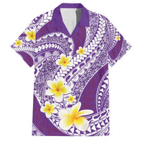 Plumeria Polynesian Purple Glitter Pattern Family Matching Summer Maxi Dress and Hawaiian Shirt LT01 Dad's Shirt - Short Sleeve Purple - Polynesian Pride