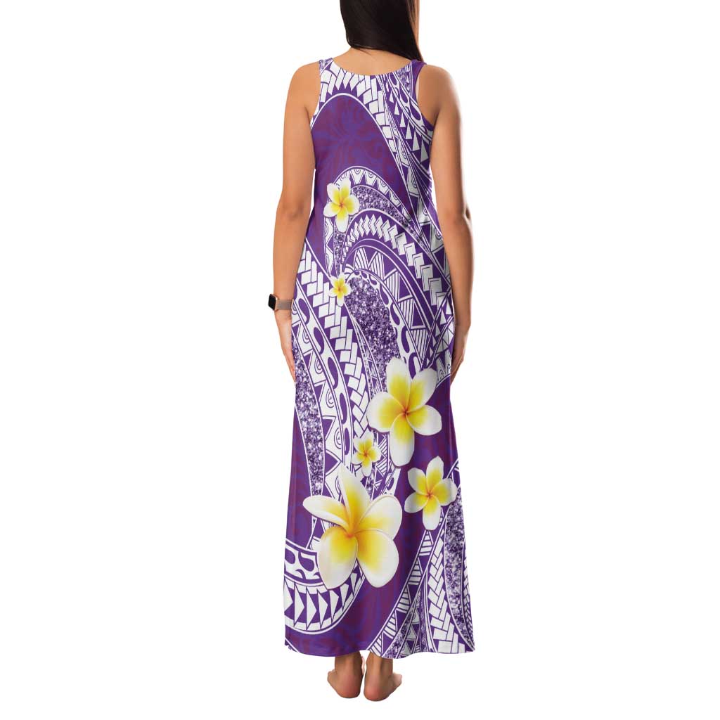 Plumeria Polynesian Purple Glitter Pattern Family Matching Tank Maxi Dress and Hawaiian Shirt LT01 - Polynesian Pride
