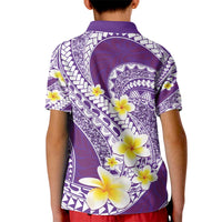 Plumeria Polynesian Purple Glitter Pattern Kid Polo Shirt LT01 - Polynesian Pride