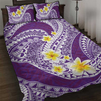 Plumeria Polynesian Purple Glitter Pattern Quilt Bed Set