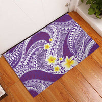 Plumeria Polynesian Purple Glitter Pattern Rubber Doormat