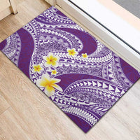 Plumeria Polynesian Purple Glitter Pattern Rubber Doormat