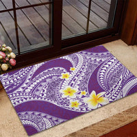 Plumeria Polynesian Purple Glitter Pattern Rubber Doormat