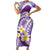 Plumeria Polynesian Purple Glitter Pattern Short Sleeve Bodycon Dress