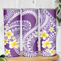Plumeria Polynesian Purple Glitter Pattern Skinny Tumbler LT01 - Polynesian Pride