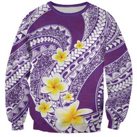 Plumeria Polynesian Purple Glitter Pattern Sweatshirt