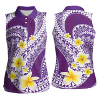Plumeria Polynesian Purple Glitter Pattern Women Sleeveless Polo Shirt LT01 - Polynesian Pride