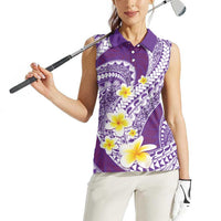 Plumeria Polynesian Purple Glitter Pattern Women Sleeveless Polo Shirt LT01 - Polynesian Pride
