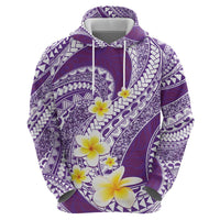 Plumeria Polynesian Purple Glitter Pattern Zip Hoodie