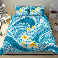 Plumeria Polynesian Sky Blue Glitter Pattern Bedding Set