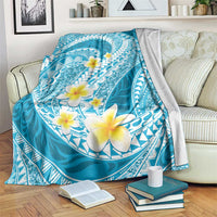 Plumeria Polynesian Sky Blue Glitter Pattern Blanket