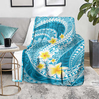 Plumeria Polynesian Sky Blue Glitter Pattern Blanket