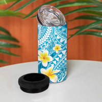 Plumeria Polynesian Sky Blue Glitter Pattern 4 in 1 Can Cooler Tumbler LT01 - Polynesian Pride
