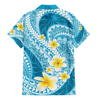 Plumeria Polynesian Sky Blue Glitter Pattern Family Matching Mermaid Dress and Hawaiian Shirt LT01 - Polynesian Pride