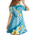 Plumeria Polynesian Sky Blue Glitter Pattern Family Matching Off The Shoulder Long Sleeve Dress and Hawaiian Shirt