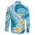 Plumeria Polynesian Sky Blue Glitter Pattern Family Matching Off The Shoulder Long Sleeve Dress and Hawaiian Shirt