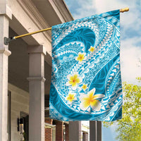 Plumeria Polynesian Sky Blue Glitter Pattern Garden Flag LT01 House Flag Sky Blue - Polynesian Pride