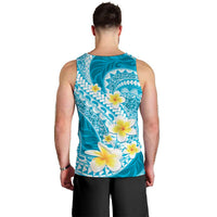 Plumeria Polynesian Sky Blue Glitter Pattern Men Tank Top