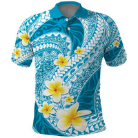 Plumeria Polynesian Sky Blue Glitter Pattern Polo Shirt LT01 Sky Blue - Polynesian Pride