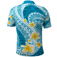 Plumeria Polynesian Sky Blue Glitter Pattern Polo Shirt LT01 - Polynesian Pride