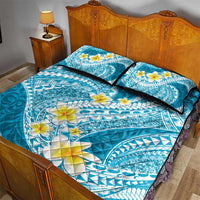 Plumeria Polynesian Sky Blue Glitter Pattern Quilt Bed Set